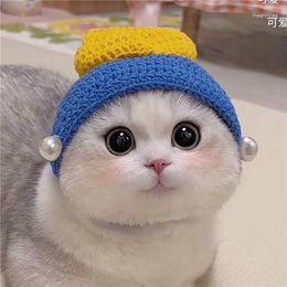 Cat Costumes Girl Wearing Pearl Meow Pet Cosplay Hat Headwear English American Short Cute Woollen Headdress Cats Hats