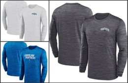 Carolina''Panthers''Men Heather Grey Sideline Team Velocity Performance Long Sleeve T-Shirt