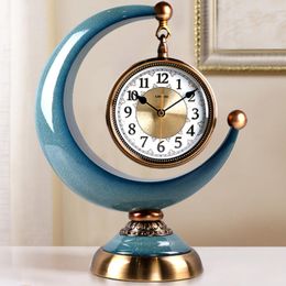 Table Clocks High-end Light Luxury Living Room Desktop Pendulum Ornaments Retro Desk