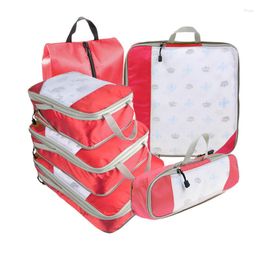 Storage Bags 6PCS Set Travel Compressible Bag Portable Packing Cubes Luggage Organizer With Shoe Mesh Visual Suitcase