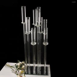 Candle Holders Tall 10 Arms Wedding Table Centrepiece Clear Acrylic Holder Crystal Candelabra AB0055