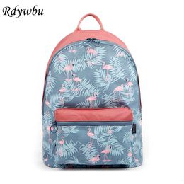 School Bags Rdywbu Korean 3D Flamingo Cartoon Printing Backpack Stitching Floral Casual Daily Travel Bag Teenagers Mochila H141 230818