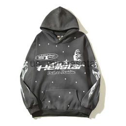 Men's Hoodies Sweatshirts 2023 Wash Grey Hellstar Racing Hoodie Men Women Fleece Hellstar dios Hoody Flare Sweatshirts Vintage Pullovers J230818