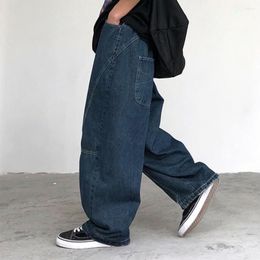 Men's Jeans Men Trousers Vintage Cargo Pants For Oversized Patchwork Streetwear-inspired With Crotch Wide-leg Design Breathable