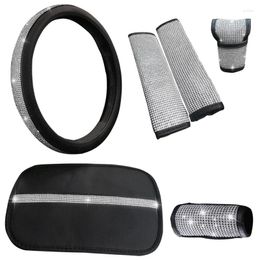 Steering Wheel Covers Diamond Car Cover Rhinestones PU Leather Belt Padding Drop