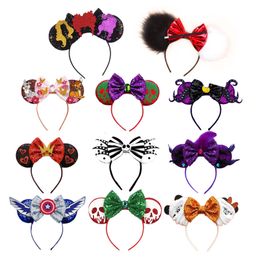 Hair Accessories 2023 Halloween Bows Ears Headband Girls Festival Sequins Bow For Women Girl Party Cosplay Hairband Gift Kids 230818