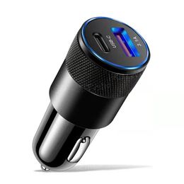 Other Auto Electronics Qc3.0 Usb-C Car Charger Pd 3.1A Type C 15W Fast Charging Cigarette Lighter Adapter Socket For Mobile Phone Cu Dholb