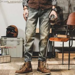 Men's Pants Men's Ami Khaki Loose Straight Trousers Men's Long Legs American Vintage Casual Wash Old Trousers Z230819