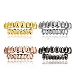 Grillz Dental Grills Teeth Grillz Top Bottom 18K Gold Siery Color Mouth Hip Hop Fashion Jewelry Rapper 6 Styles Xcvcu Drop Delivery Ot3J6