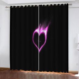 Curtain Customised Size Luxury Blackout 3D Window Curtains Black Heart For Living Room