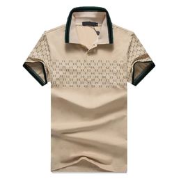 Летняя бренда одежда роскошной дизайнер -рубашки поло, мужская повседневная мода модная змея пчела для печати вышива