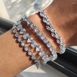 Link Bracelets UILZ Luxury Geometric Crystal Bracelet For Women Party Wedding Gift Silver Colour Wheat Chain Bangles Jewellery
