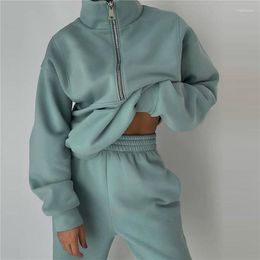 Women's Two Piece Pants DIHOPE Street Fleece Sweatpants Stylish Casual Suit Sportswear Pullover Sweatshirt Loose Jogging Warm