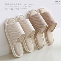 Slippers Q89 Japanese-style Home Couple Indoor Floor Non-slip Men And Women Cotton Linen Sandals Soft Bottom