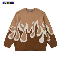 Men's Tracksuits Men Streetwear Knitted Sweater Sweaters Funny Skull Flame Print Harajuku HIP HOP Pullovers for and Women 230818