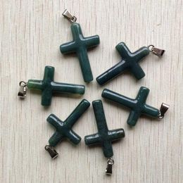 Pendant Necklaces Natural India Agate Fashion Good Quality Cross Pendants Charm For Jewellery Making Wholesale 6pcs/lot