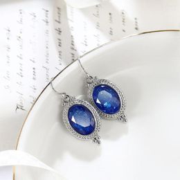 Dangle Earrings Retro Blue Crystal Elegant Charm Women's Oval Zircon Fashion Girl Birthday Gift Jewelry