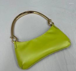 Evening Bags Gold Metal Handle Women Purses Clutches Small Mini Lady Handbags Vintage Style Retro Green Shoulder Real Leather 26X15X2cm