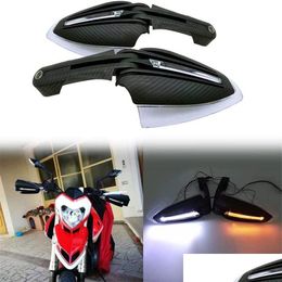 Motorcycle Lighting 1 Pair Hand Guards Led Kit With Daytime Running Lights Turn Signal Anti-Fall Handguards Windshield Drop Delivery Dh7Yv