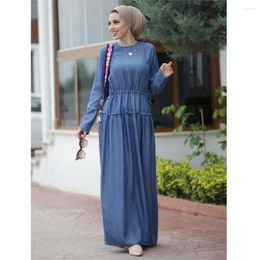 Ethnic Clothing Fashion Muslim Women Denim Abayas Long Maxi Dress Turkey Kaftan Islamic Arab Robe Dubai Eid Party Jalabiya Caftan Vestidos