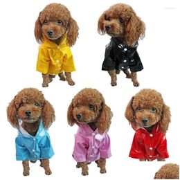 Dog Apparel Summer Outdoor Puppy Pet Rain Coat Hoody Waterproof Jackets Pu Raincoat For Dogs Cats Clothes Costumes Drop Delivery Home Dhr8Q