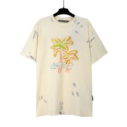 Mens Shirts Womens T Shirt Plam Designer Angels Short Seelve Coconut Tree Graffiti Summer Graphic Tees Cotton Casual Luxury Hip Hop Streetwear Oversized