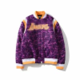 A Bathing Ape Autumn and Winter Camo Printed Cotton Jacket Men's Casual Purple Baseball Jacket Bathing Ape Hooded