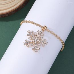 Charm Bracelets Women Girls Full Crystal Snowflakes Bracelet Golden Chain Extended For Christmas Holiday Present Xmas Gift