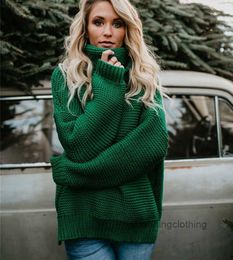 Women Fashion Clothing Turtle Neck Sweaters Green Ginger Split Hem Free Shipping YAJM