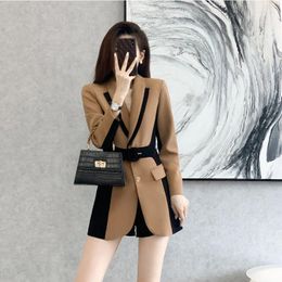 Women's Suits Retro Leisure SSuit Top Women 2023 Spring Professional Blazer Female Fashion Sslim Splicing Design Office Jacket 4XL