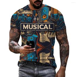 Herren T-Shirts Sommer Lustige Musik T-Shirt Unisex 3D Word Printed Männer lässig übergroße Tops Vintage Shirt Herren