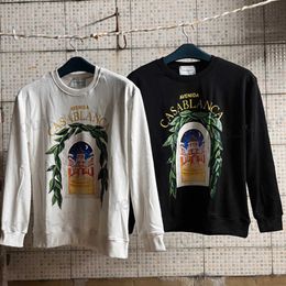 Real Photos Casablanca Sweatshirt Star Castle Letter Print Round Neck Pullover 3XL Men Women Casa Sweatshirts T230819