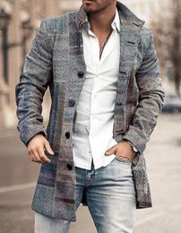 Mens Wool Blends Fashion Long Windbreaker Fleece Hooded Coat Personalized Clothing Sweater 230818