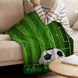 Blankets Soccer Football Game Competition In Bedspread Blanket High Density Super Soft Flannel Blankets Sofa Bed Car Portable R230819