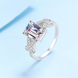 Cluster Rings Real Mossanite 3CT GRA Pass Emerald Cut Radiant S925 Sterling Silver Brilliant Diamond White Gold Plating Jewellery