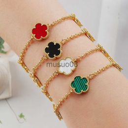 Bangle Four-leaf Clover Lovely New Design Luxury Natural White Flower Botanical Bracelet Women High-quality Exquisite Jewellery Creative J230819