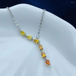 Chains CoLife Jewellery Natural Yellow Sapphire Necklace For Party 3 4mm Silver 925