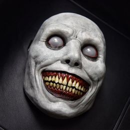 Party Masks Halloween Smile White Face Mask White Eyes Demon Mask Scary Party Mask Horror Mask Halloween Cosplay Costume Props PartySupplies 230818