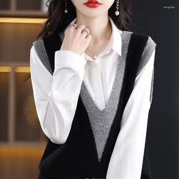 Women's Sweaters Selling Pullover V-neck Wool Vest Short Knitted Versatile Simple Women Sleeveless Sweater Spring And Autumn Coat