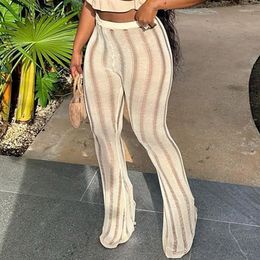 Women's Pants Sexy Solid Color Hollow Out Cool Slim Fit Women Fashion Summer 2023 High Waist Knit Trousers Streetwear