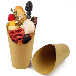 Disposable Cups Straws Baking Take-out Supplies 14oz Holder Kraft Dessert 10pcs Paper Fries Puff Disposal Cakes Chips Egg Snack Party