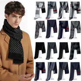 Scarves Luxury Brand Winter Plaid Cashmere Scarf for Men Warm Neck Scarfs Male Business Long Pashmina Christmas Gifts 230818
