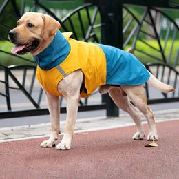 Dog Apparel Bright Color Medium Large Rain Jacket Belt Hole Windproof Waterproof Washable Safe With Reflective Strips High Visibility