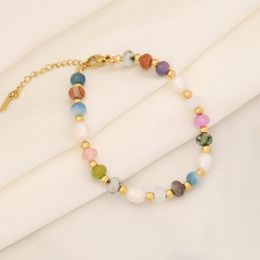 Chains Colorful Natural Stone Choker Necklace Bracelet For Women Charm Fashion Daily Jewelry