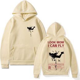 Hoodies dos homens moletons Cactus Jack Hoodie Homens Mulheres Dupla Face Impressão Olhar Mãe Eu Posso Voar Unisex Moda Hip Hop Streetwear 230818