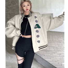 Womens Jackets Baseball Jacket for Spring and Autumn Loose Embroidered Versatile Vintage American Street Patchwork Hip Hop 230818