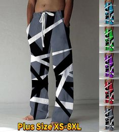 Men's Pants Patchwork Colour Print Pattern Daily Outside Take Casual Trousers Elastic Loose Men XS-8XL