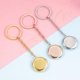 Keychains 10Pcs Stainless Steel Couple Round Po Locket Pendant For Womens Lovers Friends Car Key Jewelry