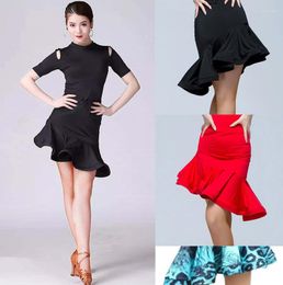 Stage Wear Leopard Print Latin Dress Adult Professional Dancing Short Skirt Women High Quality Rumba Samba Practice Dance