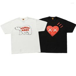Men's T Shirts Human 2023 Made Love Polar Bear Print Couple Bamboo Cotton Round Neck Short Sleeve Men And Women T-Shirts TX389